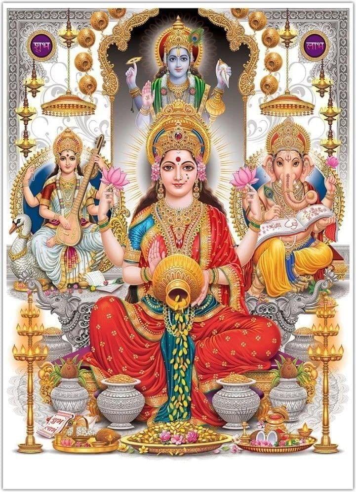 APM Goddess LAXMI JI Wall Vinyl Sticker Fully Waterproof Siize 12X18 inches (LS19)
