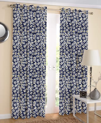 AIRWILL Cotton Self Designed Door Curtains with Eyelet (4 x 7 ft; Multicolour) - Pack of 2 Pieces