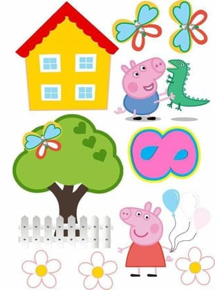 APM Peppa Pig Wall Sticker Fully Waterproof Vinyl Sticker self Adhesive for Living Room, Bedroom, Office, Kids Room 12X18 inches (PPC9) (AP7)