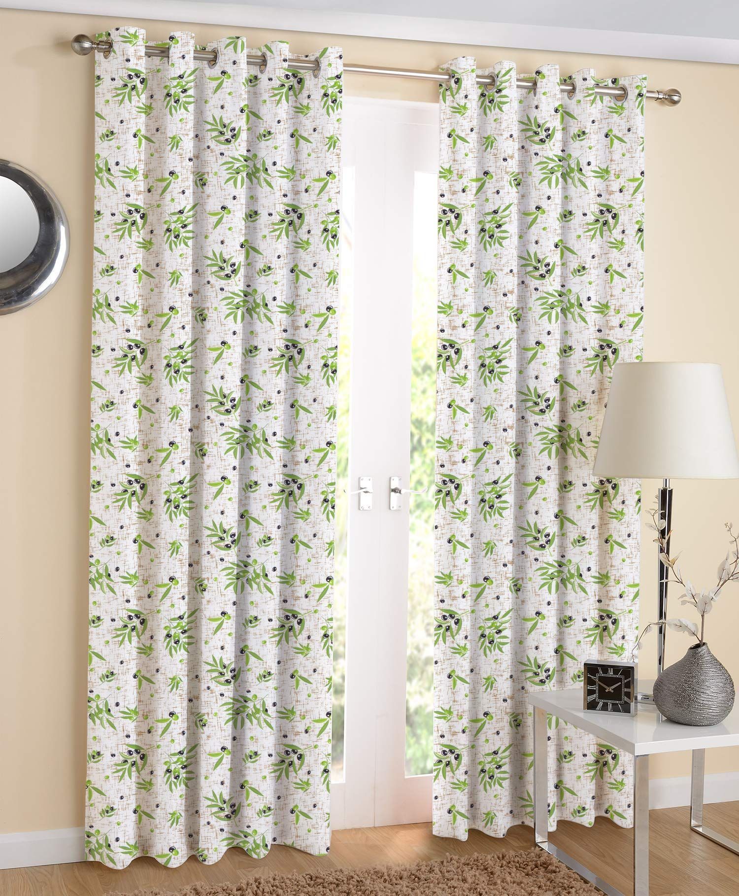 AIRWILL Eyelet Cotton Door Curtains (Multicolour) - 4ft x 7ft, Pack of 2 Pieces, Grommets