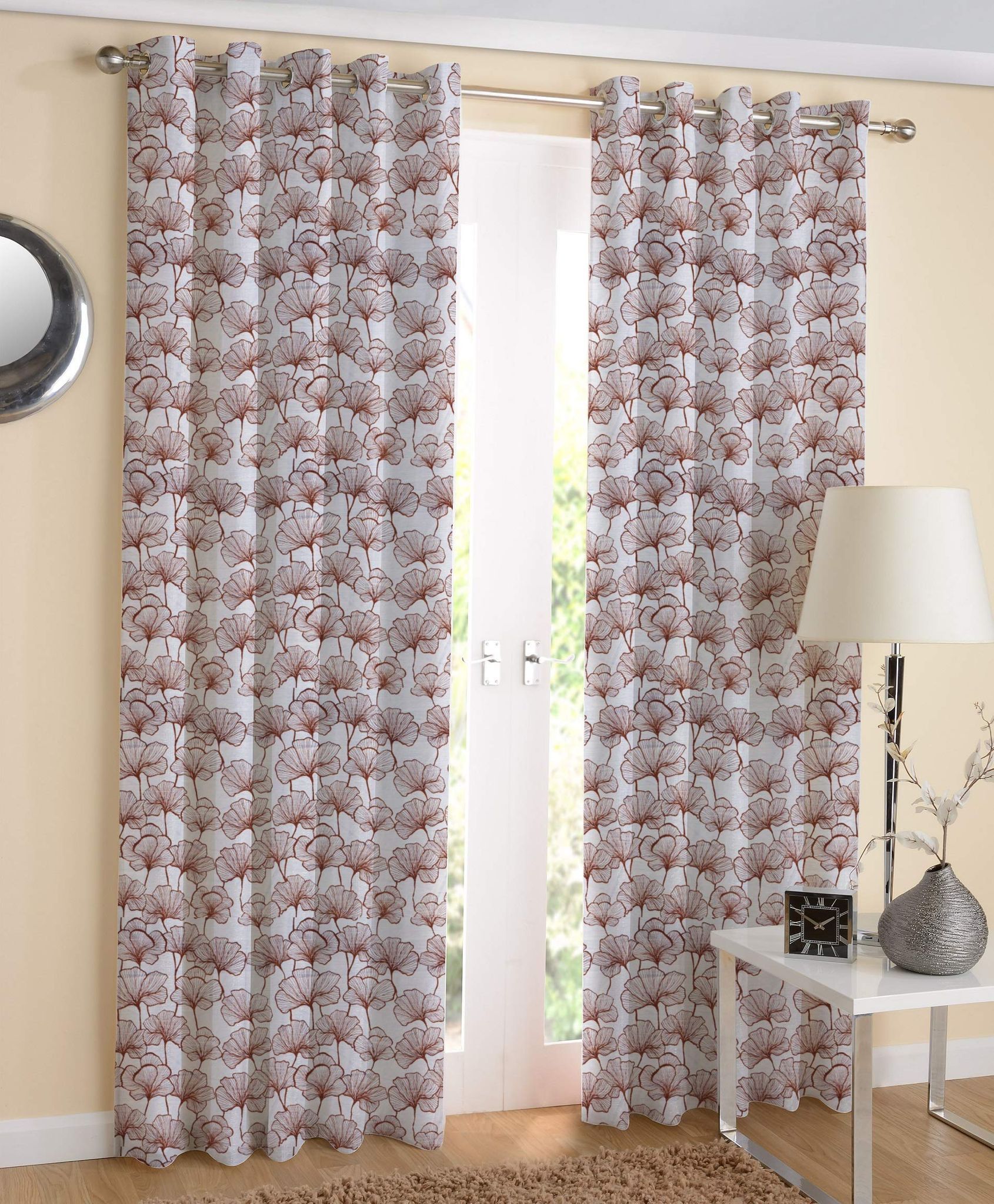 AIRWILL, 100% Cotton Designer Flower Printed Door Curtains, Sized 120 cm in Width & 210 cm in Length (7 ft), Eyelet Model [Pack of 2 Pieces]