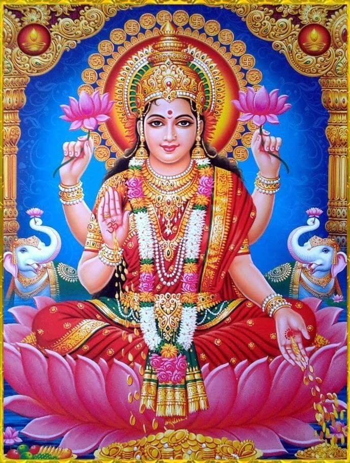 APM Goddess LAXMI JI Wall Vinyl Sticker Fully Waterproof Siize 12X18 inches (LS04)