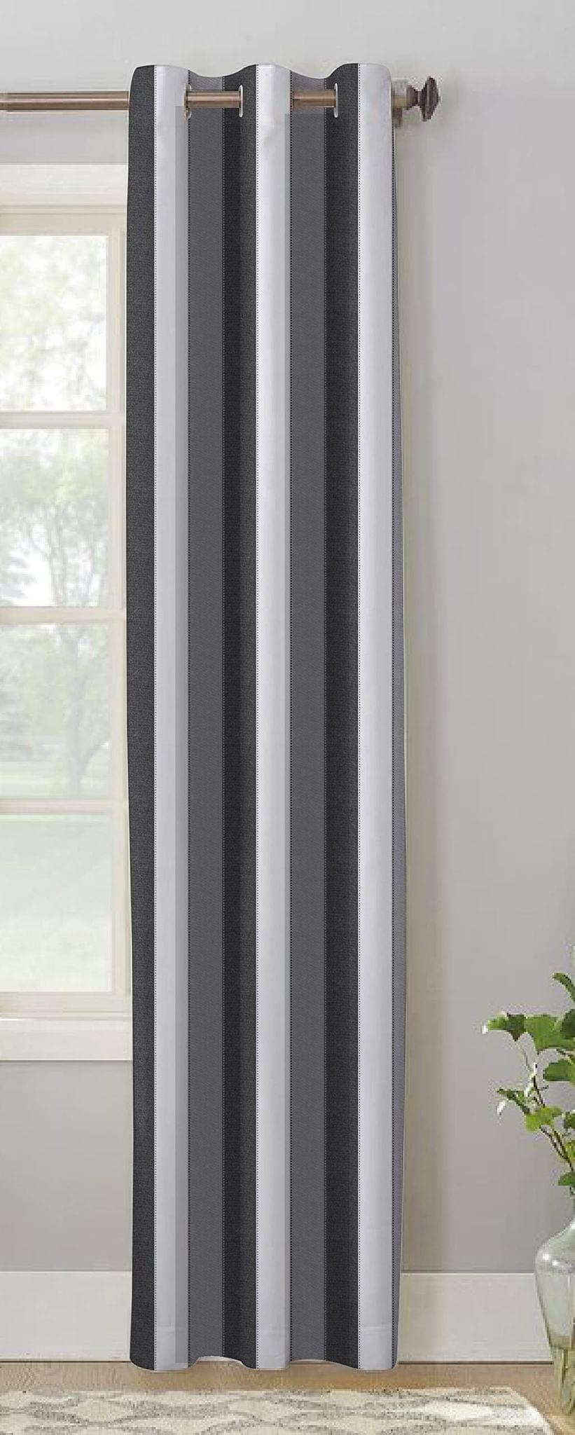 AIRWILL, Cotton Dobby Stripe Black Designed Striped Pattern Door - 4x7ft Curtains - (Pack of 1 pc) - Black, Grey