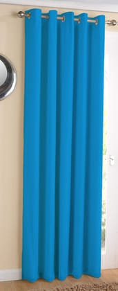 AIRWILL Cotton Plain Turquiose Blue Designed Blackout and Room Darkening 7ft Door Curtains Pack of 1 pc. (Solid - Blue)