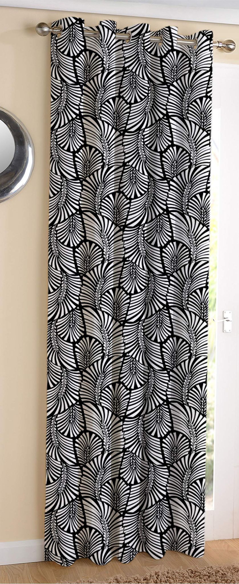 AIRWILL Cotton Black Zebra Designed Blackout and Room Darkening 7ft Door Curtains Pack of 1 pc. (Printed - Black)