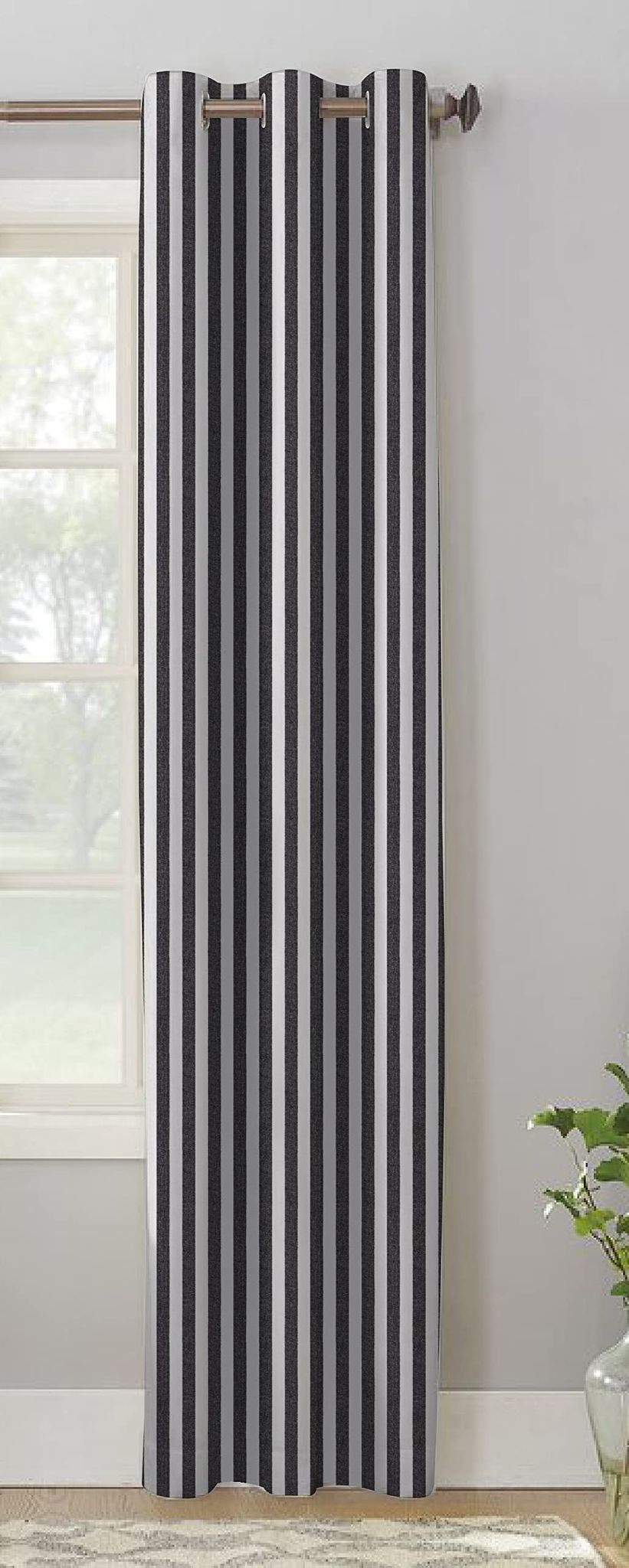 AIRWILL, Cotton Candy Stripe Black Designed Striped Pattern Door - 4x7ft Curtains - (Pack of 1 pc) - Black