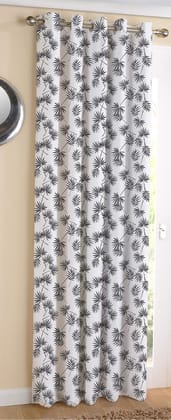 AIRWILL Cotton Neem Leaf Designed Blackout and Room Darkening 7ft Door Curtains Pack of 1 pc. (Printed - Black)