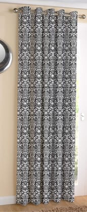 AIRWILL Cotton Grey Damask Designed Blackout and Room Darkening 7ft Door Curtains Pack of 1 pc. (Motif - Grey,Beige)