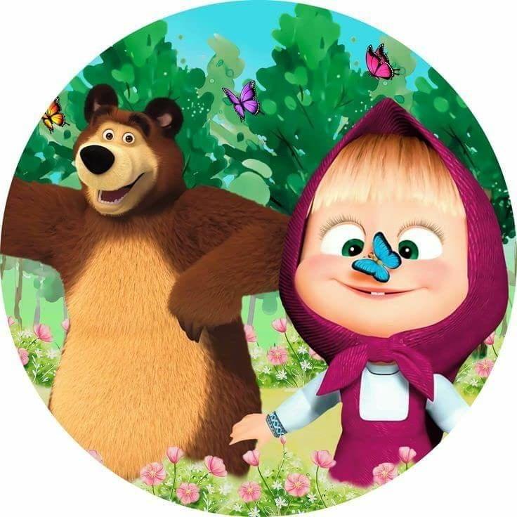 APM Masha & The Bear Wall Sticker Fully Waterproof Vinyl Sticker self Adhesive for Living Room, Bedroom, Office, Kids Room 12X18 inches (M9)