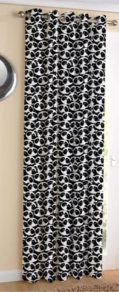 AIRWILL Cotton Panda Designed Blackout and Room Darkening 7ft Door Curtains Pack of 1 pc. (Cartoon - Black)