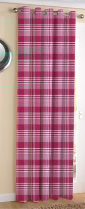 AIRWILL Cotton Track Dobby Pink Designed Blackout and Room Darkening 7ft Door Curtains Pack of 1 pc. (Self Design - Pink)