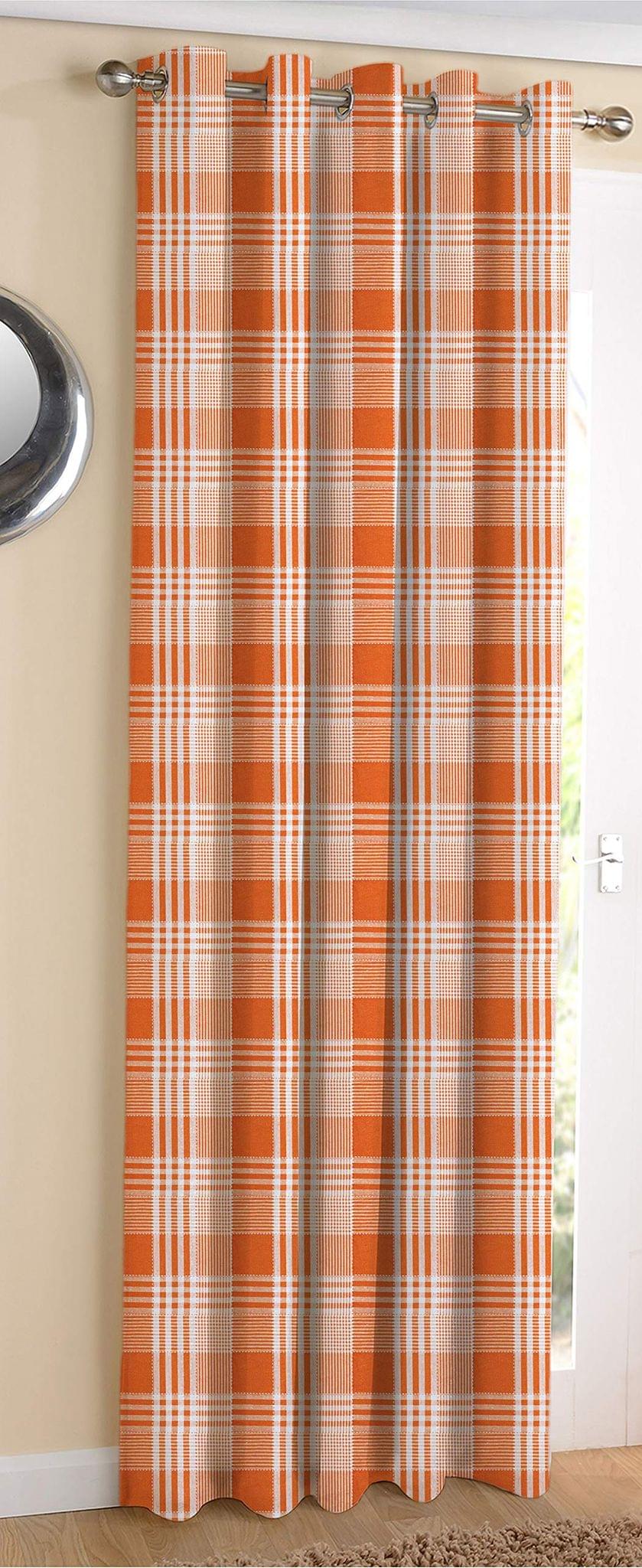AIRWILL Cotton Track Dobby Orange Designed Blackout and Room Darkening Door Curtains (Self Design - Orange, 4 x 7 ft)