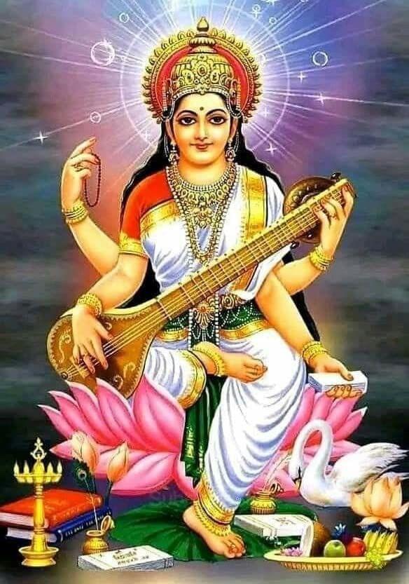 APM MAA Saraswati Wall Vinyl Sticker Fully Waterproof Siize 12X18 inches (M9)