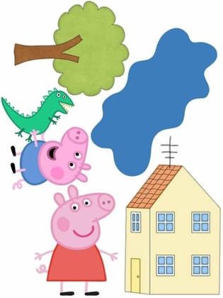 APM Peppa Pig Wall Sticker Fully Waterproof Vinyl Sticker self Adhesive for Living Room, Bedroom, Office, Kids Room 12X18 inches (PPC9) (AP1)