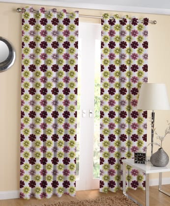 AIRWILL, Cotton Floral Pattern Door - 4x7ft Curtains - (Pack of 2 pcs) - Multicolor
