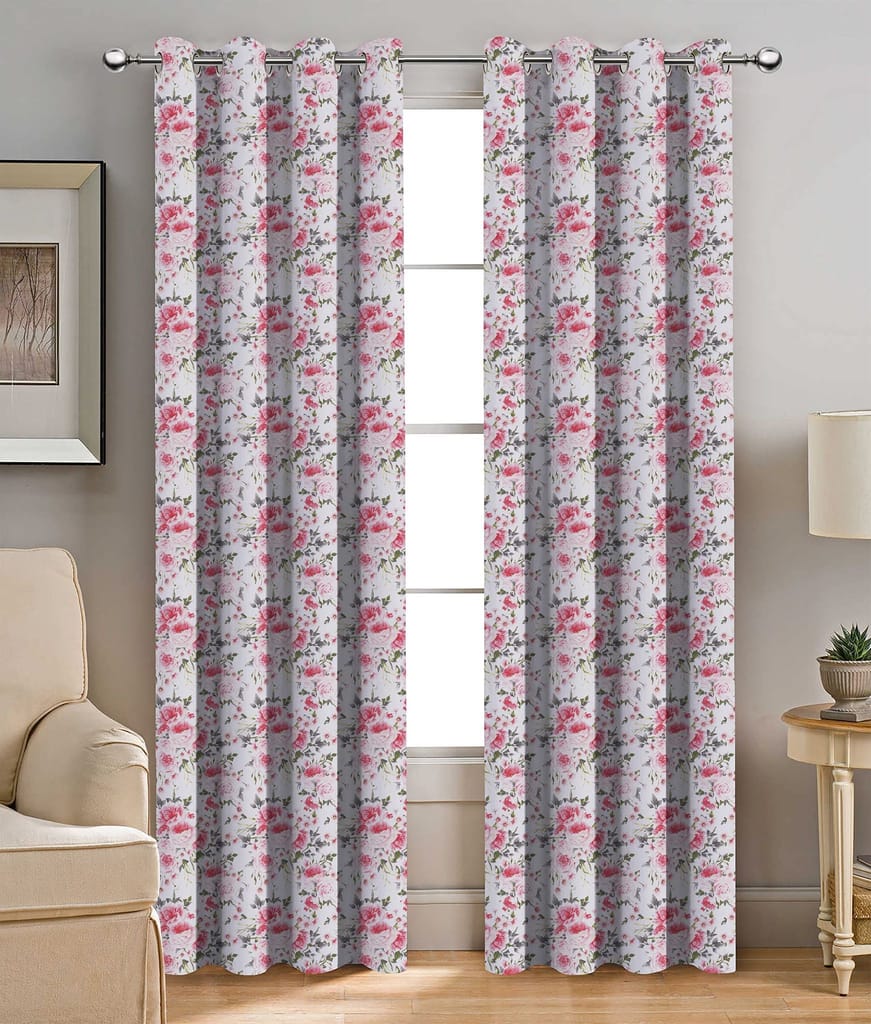 AIRWILL, Cotton Designer Floral Themed Designer Door Curtains, Sized 4ft in Width and 7ft in Length. Pack of 2 Pieces - Flowers | Buy online on ZillyBuy