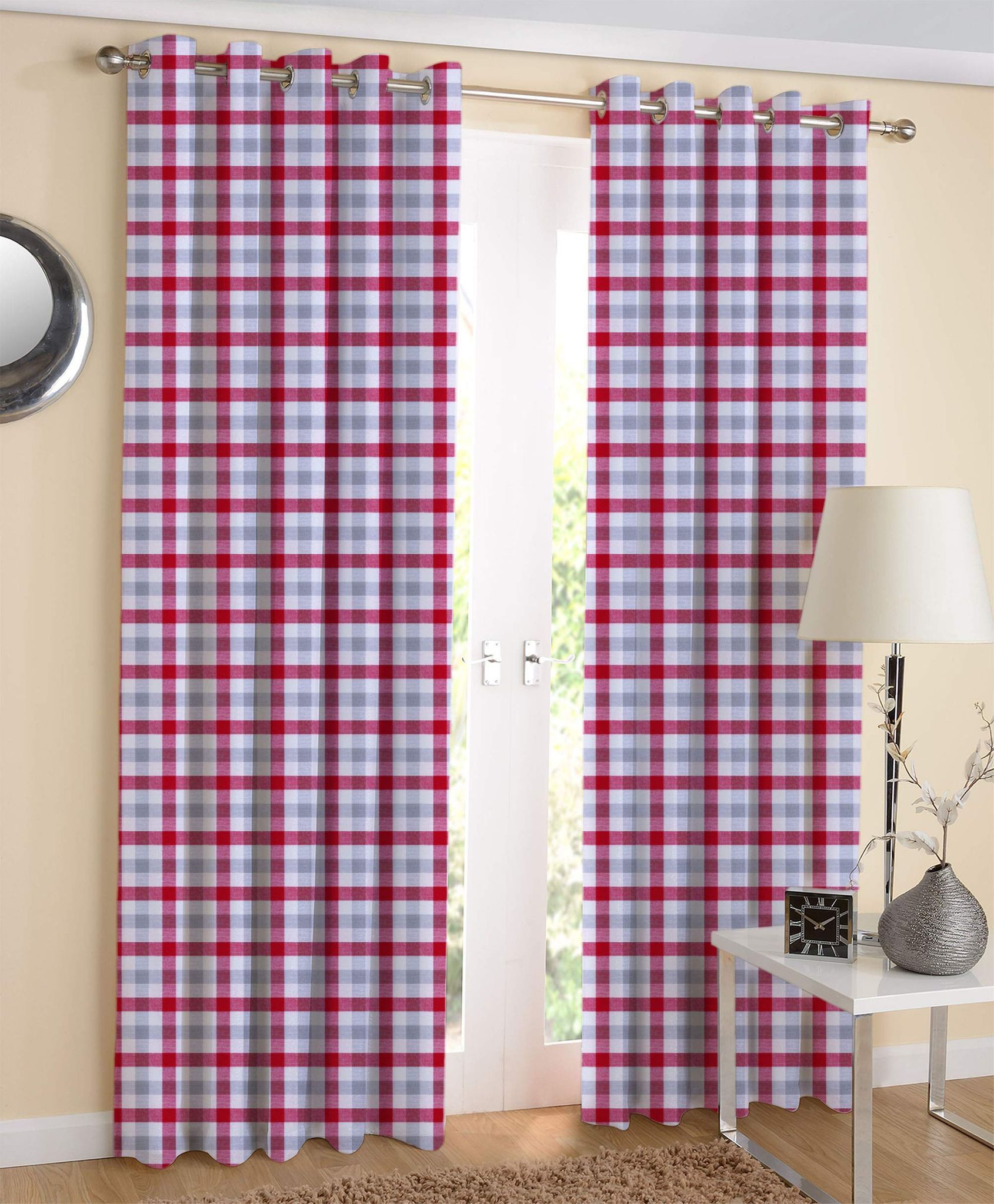 AIRWILL, 100% Cotton Designer Door Curtains, Sized 4ft in Width and 7ft in Length. Pack of 2 Pieces