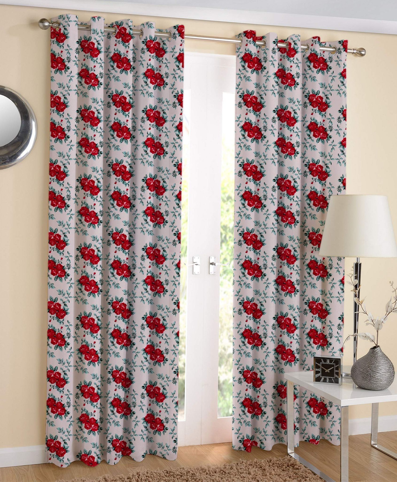 AIRWILL, 100% Cotton Designer Door Curtains, Sized 4ft in Width and 7ft in Length. Pack of 2 Pieces