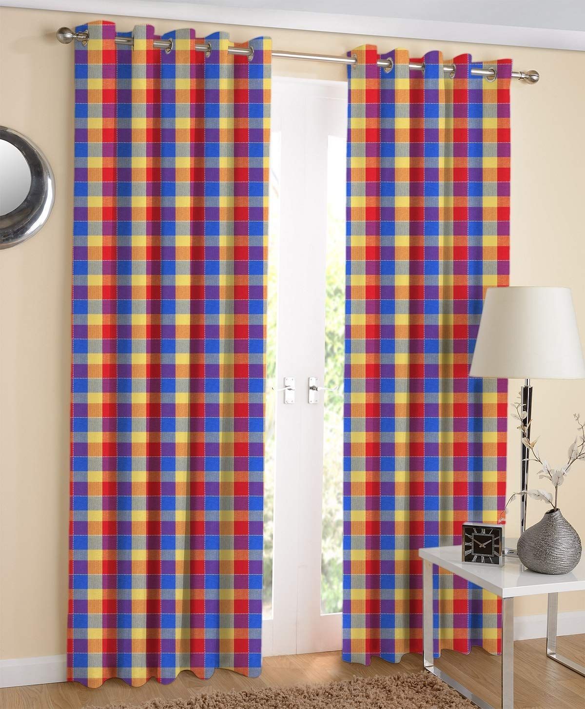 AIRWILL, 100% Cotton Designer Door Curtains, Sized 4ft in Width and 7ft in Length. Pack of 2 Pieces