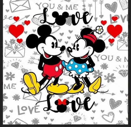 APM Mickey Mouse & Minnie Mouse Wall Sticker Fully Waterproof Vinyl Sticker self Adhesive for Living Room, Bedroom, Office, Kids Room 12X18 inches (MM5)