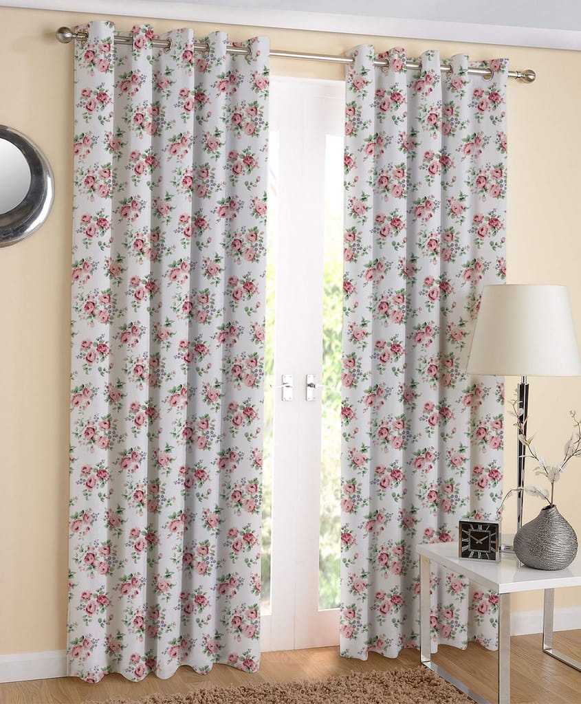 AIRWILL Cotton Floral Curtain, 4 x 5 ft, Multicolour, Pack of 2 - Flowers | Buy online on ZillyBuy
