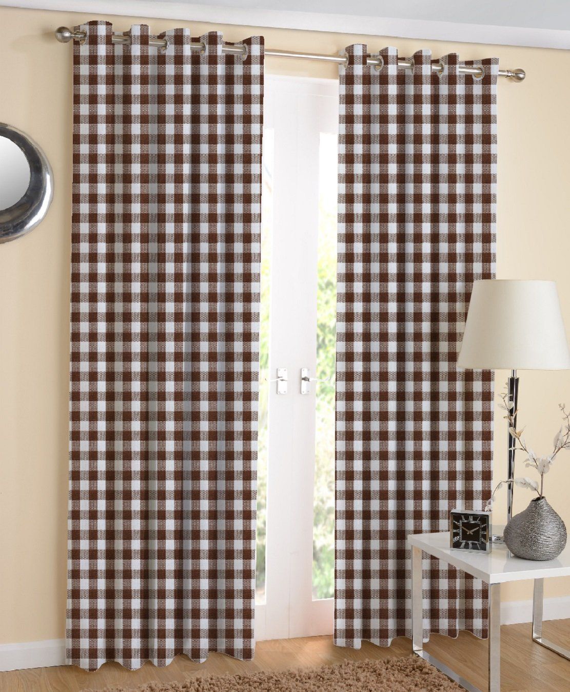 AIRWILL Cotton Window Curtains with Eyeleted, Brown, 4 x 5 ft - Pack of 2 Pieces