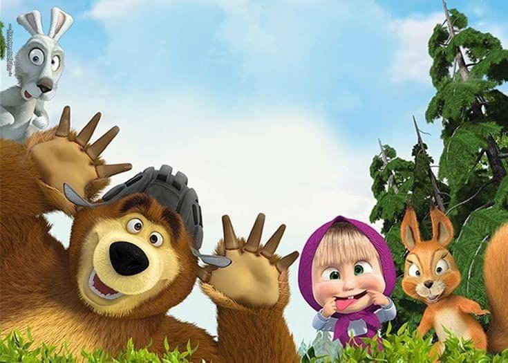 APM Masha & The Bear Wall Sticker Fully Waterproof Vinyl Sticker self Adhesive for Living Room, Bedroom, Office, Kids Room 12X18 inches (M16)