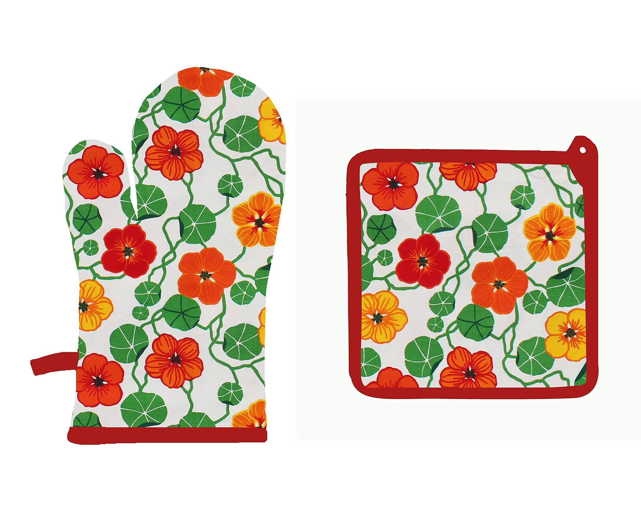 Airwill ? Cotton Designer Pattern Heat Resistant Kitchen Linens (1 Oven Mitt & 1 Pot Holder) (Multicolor)