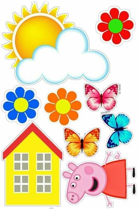 APM Peppa Pig Wall Sticker Fully Waterproof Vinyl Sticker self Adhesive for Living Room, Bedroom, Office, Kids Room 12X18 inches (PPC9) (AP9)