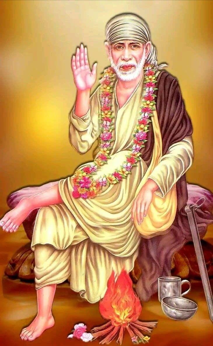 APM SAI Baba Wall Sticker Fully Waterproof Vinyl Sticker self Adhesive for Living Room, Bedroom, Office, Kids Room 12X18 inches (S16)