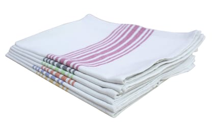 AIRWILL Cotton Large Kitchen Towel, dishcloths, Wiping Cloths (45 x 65 cm, Yellow, Blue, Green, Orange, Black, Pink and White) - Pack of 6
