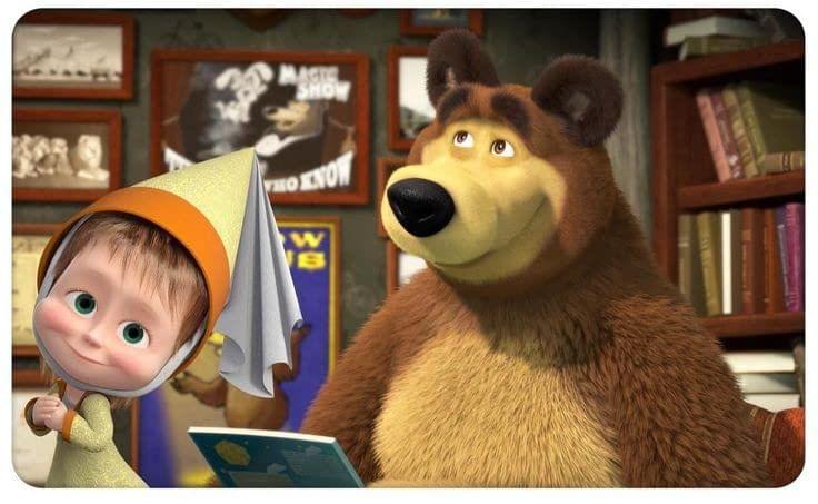 APM Masha & The Bear Wall Sticker Fully Waterproof Vinyl Sticker self Adhesive for Living Room, Bedroom, Office, Kids Room 12X18 inches (MT18)