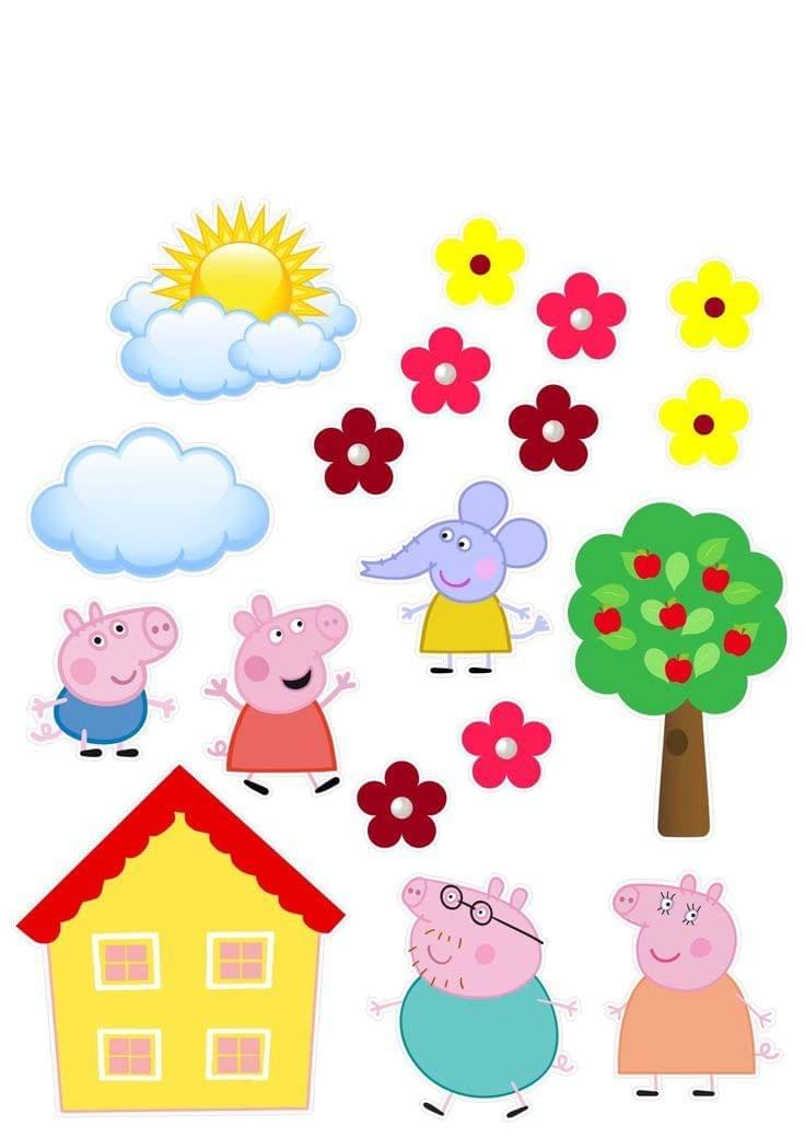 APM Peppa Pig Wall Sticker Fully Waterproof Vinyl Sticker self Adhesive for Living Room, Bedroom, Office, Kids Room 12X18 inches (PP7)