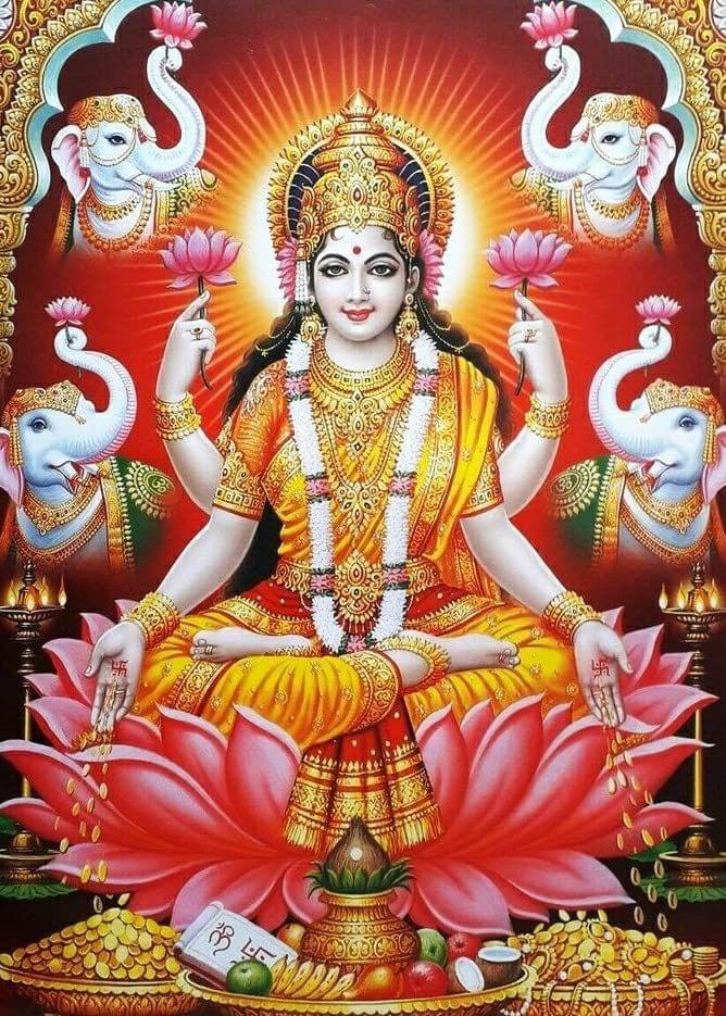 APM Goddess LAXMI JI Wall Vinyl Sticker Fully Waterproof Siize 12X18 inches (LS16)