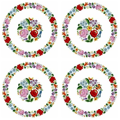 APM Rangoli Set of Four Pcs Waterproof Laminated Floor Sticker in 12X12 inches (RS02) (R19)