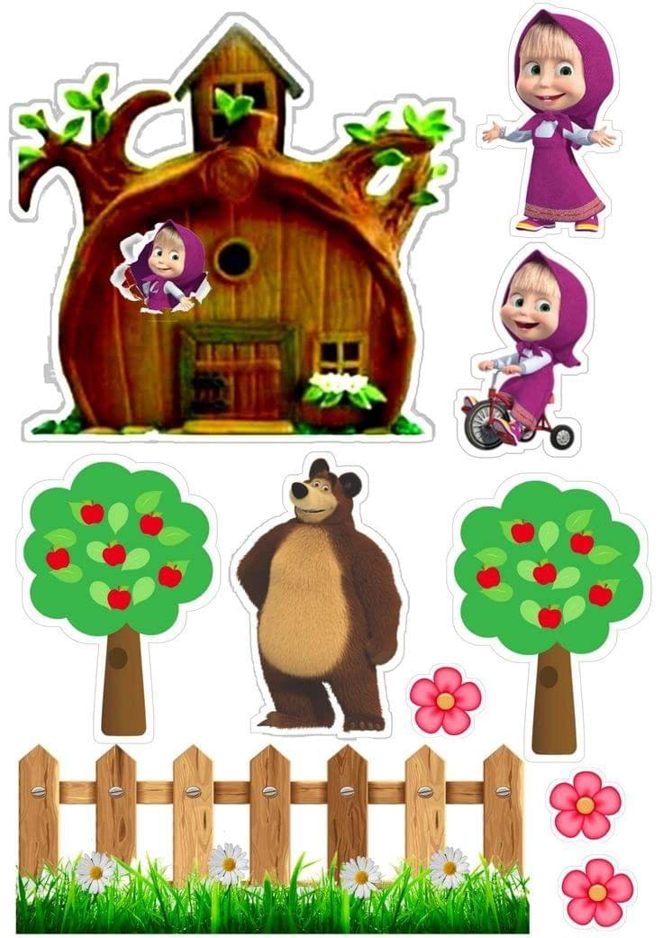 APM Masha & The Bear Wall Sticker Fully Waterproof Vinyl Sticker self Adhesive for Living Room, Bedroom, Office, Kids Room 12X18 inches (MBP5)