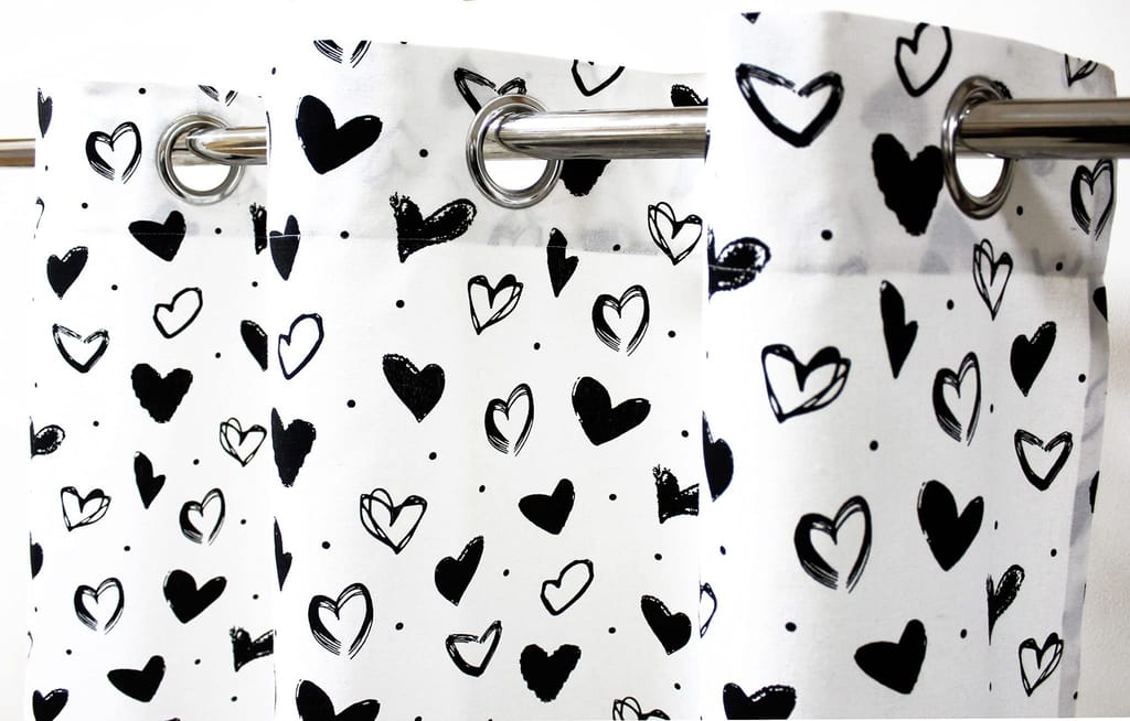 AIRWILL Cotton Neem Leaf Printed & Solid Pattern Long Door Curtains 275 / 9ft Length - (Black, Pack of 4)