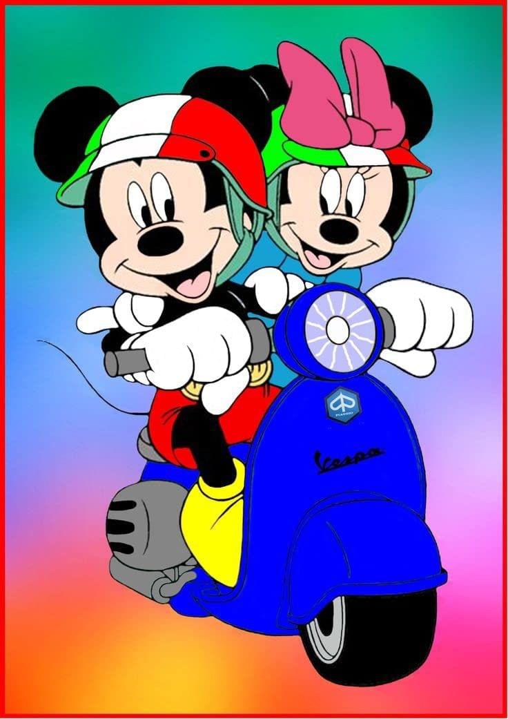 APM Mickey Mouse & Minnie Mouse Wall Sticker Fully Waterproof Vinyl Sticker self Adhesive for Living Room, Bedroom, Office, Kids Room 12X18 inches (MM11)