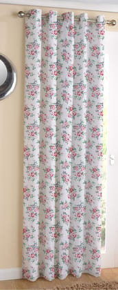 AIRWILL ? Cotton Blackout and Room Darkening 9ft Long Door Curtains Pack of 1 pc. (Floral - Pink)