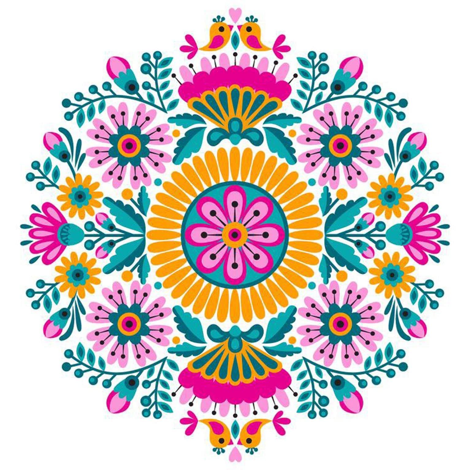 APM Rangoli Waterproof Laminated Floor Sticker in 15X15 inches (DS10)