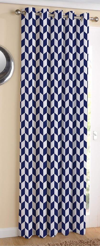 AIRWILL Cotton Blackout and Room Darkening 9ft Long Door Curtains Pack of 1 pc. (Printed - Blue)
