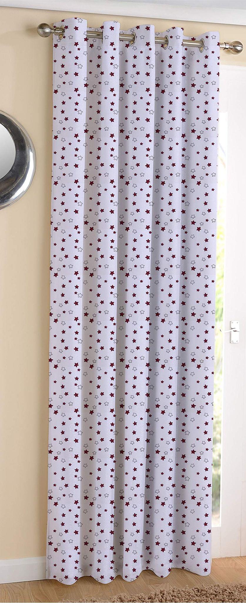 AIRWILL ? Cotton Blackout and Room Darkening 9ft Long Door Curtains Pack of 1 pc. (Printed - Maroon)