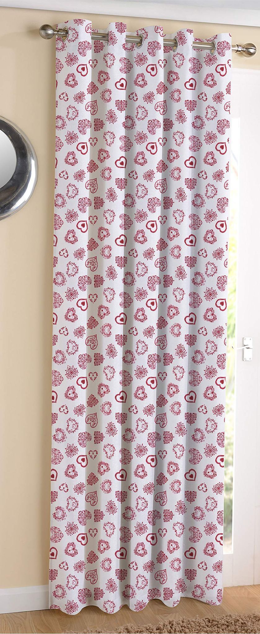 AIRWILL ? Cotton Blackout and Room Darkening 9ft Long Door Curtains Pack of 1 pc. (Printed - Red)