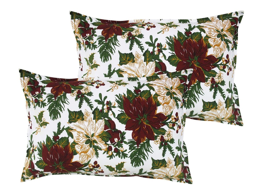 Airwill 100% Cotton Floral Pattern Flap Pillow Covers (46x69cm)(Maroon, Pack of 2 Pieces) - Flowers | Buy online on ZillyBuy