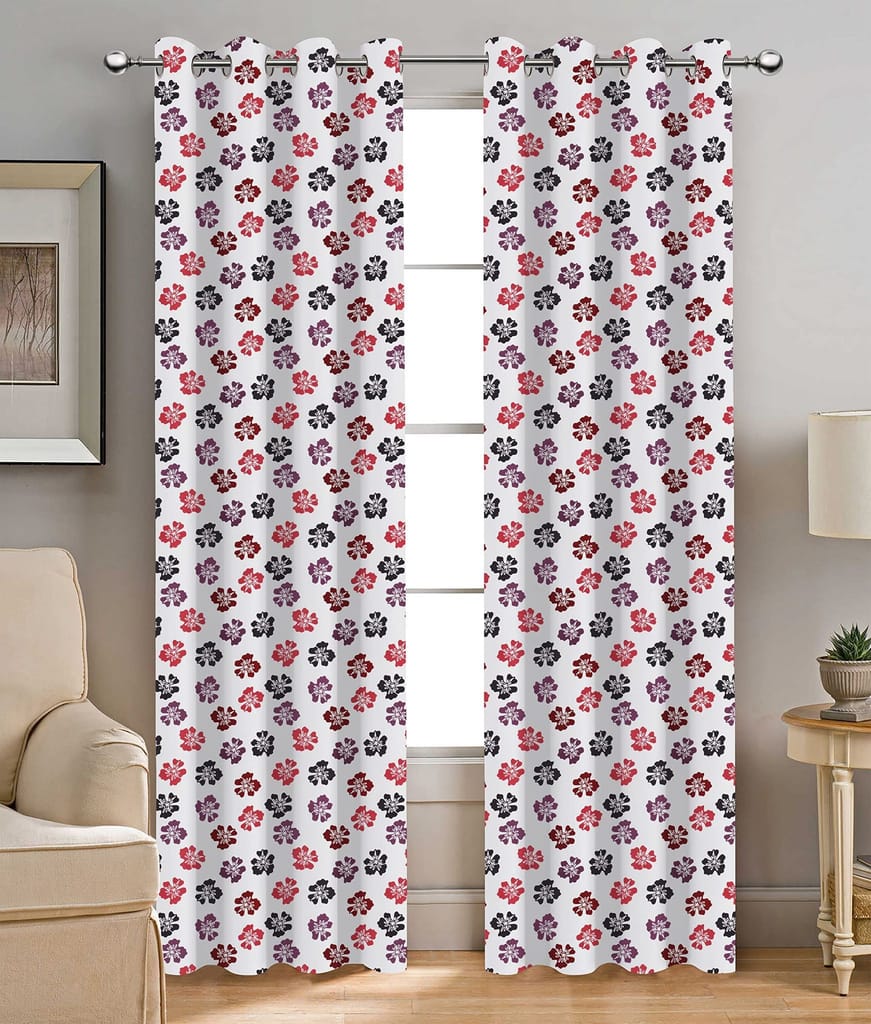 AIRWILL, Cotton Sun Flower Designed Floral Pattern Long Door - 4x9ft Curtains - (Pack of 2 pcs) - Multicolor - Flowers | Buy online on ZillyBuy