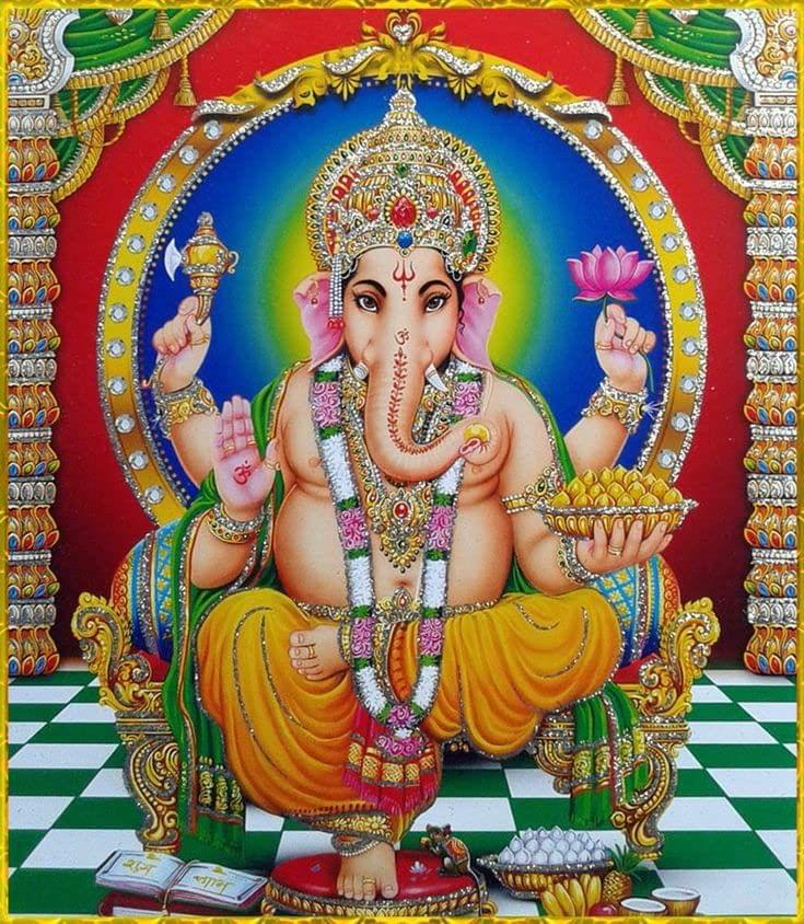 APM Ganpati Wall Sticker/Ganpati Bappa Fully Waterproof Vinyl Sticker self Adhesive for Living Room, Bedroom, Office, Kids Room 12X18 inches (GN17)