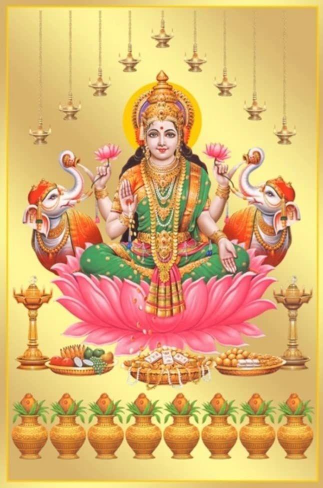 APM Goddess LAXMI JI Wall Vinyl Sticker Fully Waterproof Siize 12X18 inches (LS12)