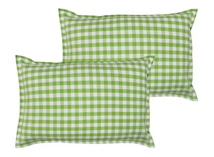 Airwill 100% Cotton Checkered Pattern Flap Pillow Covers (46x69cm)(Green, Pack of 2 Pieces)