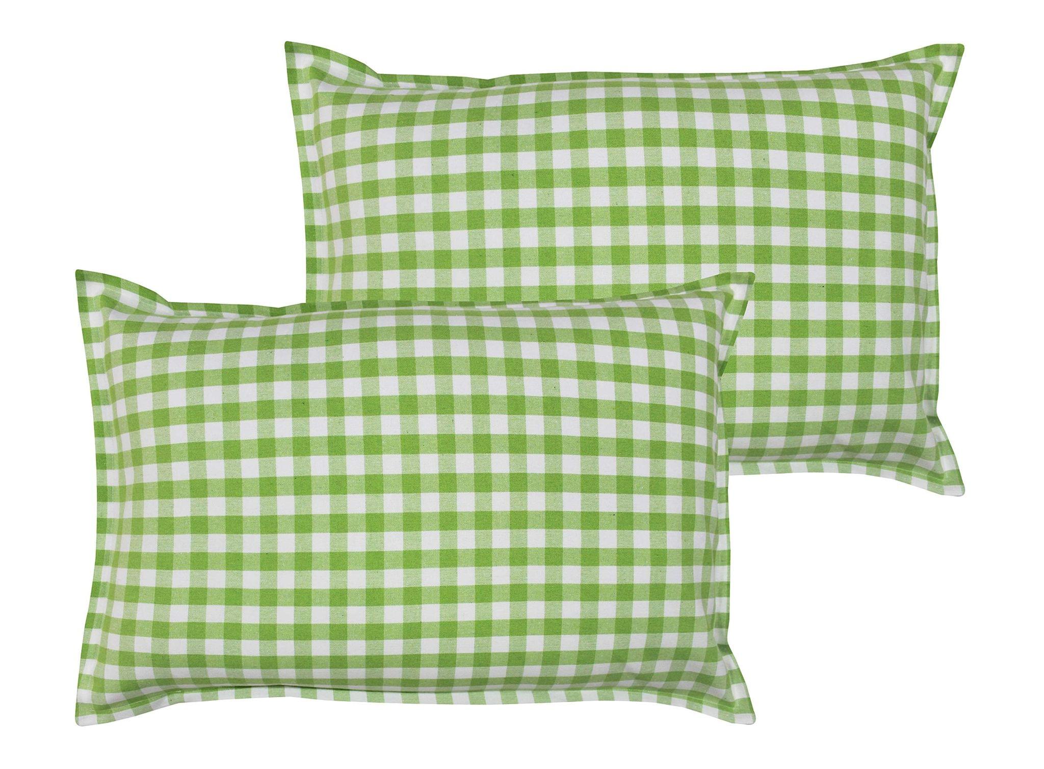 Airwill 100% Cotton Checkered Pattern Flap Pillow Covers (46x69cm)(Green, Pack of 2 Pieces)