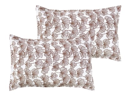 Airwill 100% Cotton Floral Pattern Flap Pillow Covers (46x69cm)(Brown, Pack of 2 Pieces)